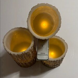 Rustic LED Candle Set with Remote. Brown and Good. NWOT. Also with 6 Hours Timer